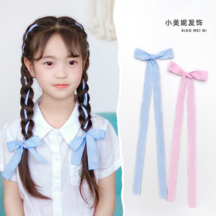 小美妮儿童格子编发丝带小女孩绑发飘带扎头发带甜美日系彩绳纱带