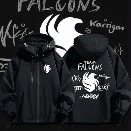 cs2go战队Team Falcons法尔空猎鹰niko冲锋衣男秋冬夹克印花衣服