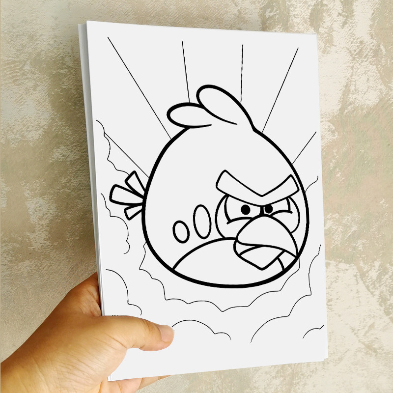 愤怒的小 儿童 鸟涂色画马克笔彩铅上色用线稿,玩具/童车/益智/积木/模型,描红本/涂色本,淘宝优惠券,粉丝福利购,淘宝优惠卷