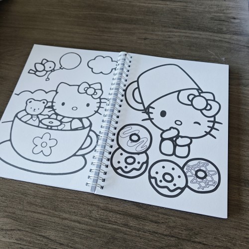 自制 凯特猫KT 古早动漫涂色画填色书马克笔彩铅上色用线稿送礼物