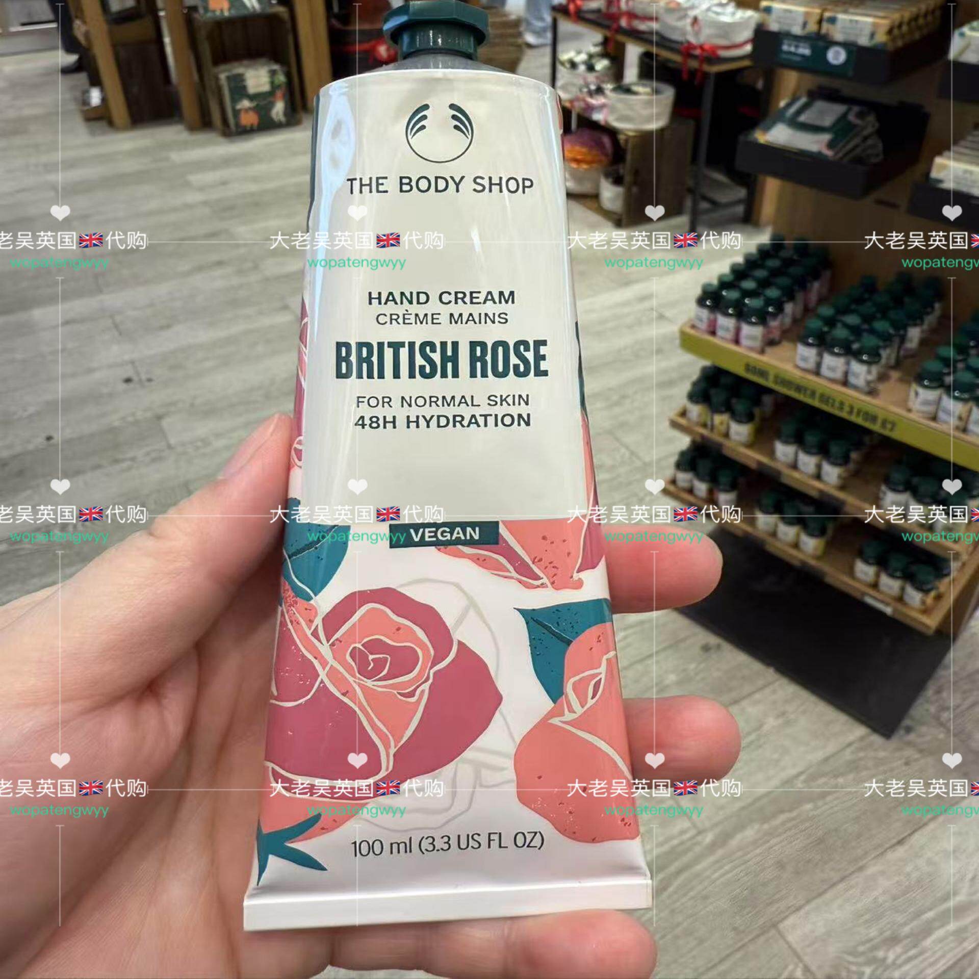 现货100mlThe body shop美体小铺英伦玫瑰嫩白保湿护手霜100/30ml
