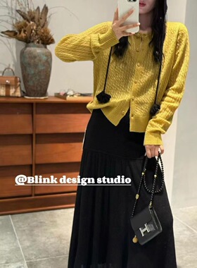 价格私询2025CJZP新款时尚百搭圆领羊绒羊毛真丝混纺针织开衫