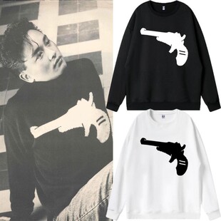 港风张国荣哥哥同款圆领卫衣Leslie手枪印花潮流时尚长袖宽松男女