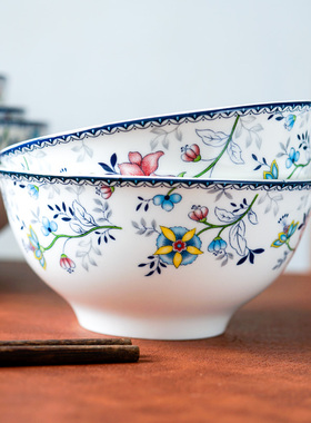 釉中彩家用陶瓷盘子米饭碗面碗大小汤勺大鱼盘味碟裕行陶瓷餐具