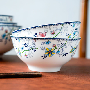 釉中彩家用陶瓷盘子米饭碗面碗大小汤勺大鱼盘味碟裕行陶瓷餐具