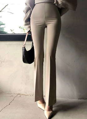 喇叭裤女春夏季新款高腰薄款垂感显瘦休闲黑色小个子西装微喇裤子