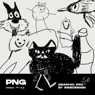 卡通儿童趣味抽象怪异粗糙不规则艺术手写涂鸦手绘简笔画插画素材