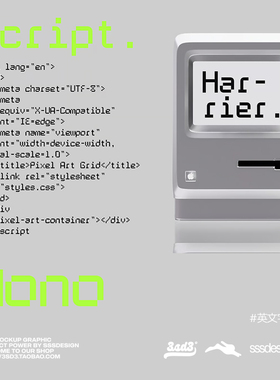 3SD3复古简约像素构成WIN9895老电脑蓝屏风格PROCREATEPS英文字体