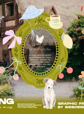 3SD3复古少女简约艺术文艺小众植物动物下午茶画框水彩免扣插画图