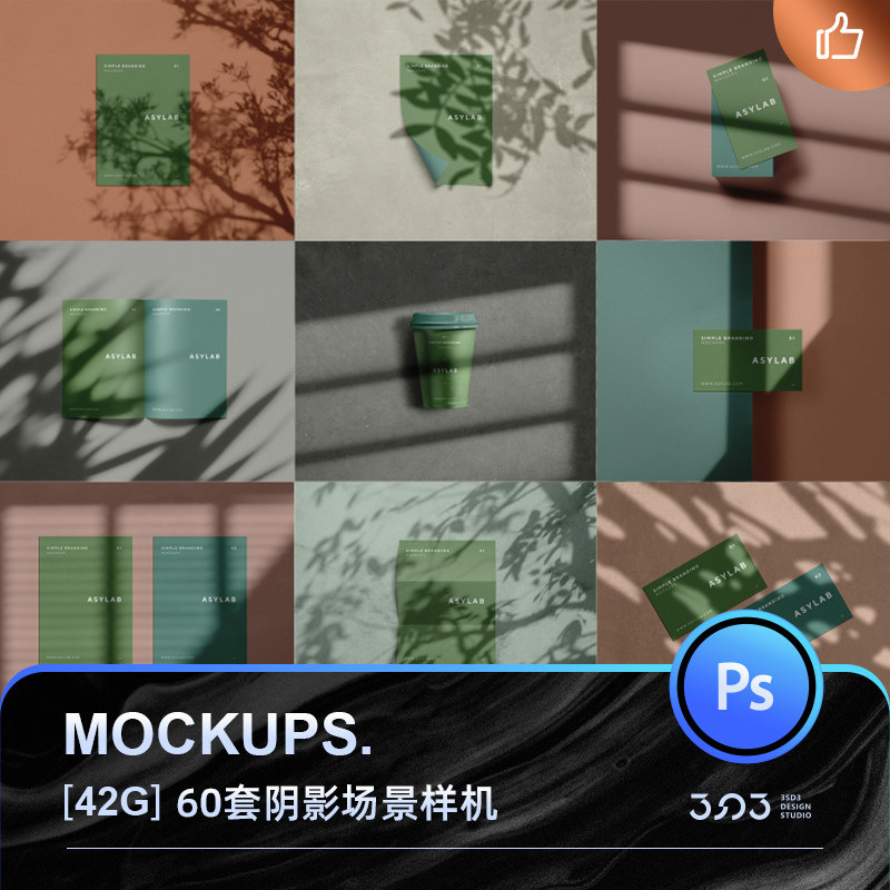 3SD3北欧植物窗口阳光阴影遮罩LOGO贴图MOCKUP样机展示效果PS素材