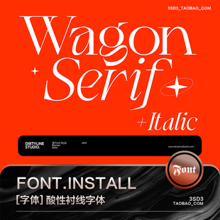 3SD3古典高贵典雅精致高级酸性风衬线PSAI英文字体安装包设计素材