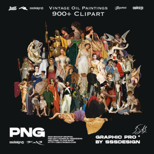 3SD3欧洲古典宫廷艺术大师油画复古各种人物人像免扣PNG设计素材