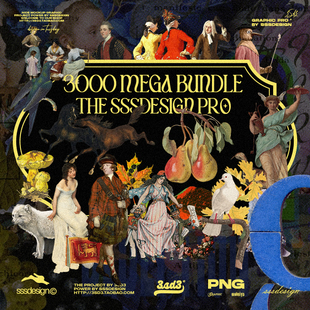 3SD3古典复古欧式油画人物动物水果植物鸟家具剪贴画免扣图片素材