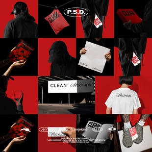展示PS样机 标牌包装 3SD3极简主义街头潮流风格 品牌VI视觉物料服装