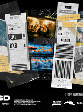 3SD3 潮流街头嘻哈人物照片墙购物小票情绪版展示样机PSD设计素材