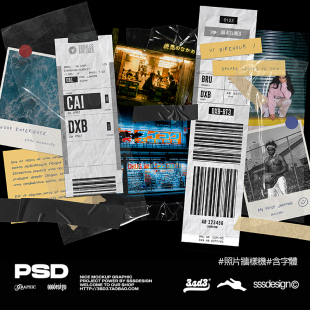 3SD3 潮流街头嘻哈人物照片墙购物小票情绪版展示样机PSD设计素材