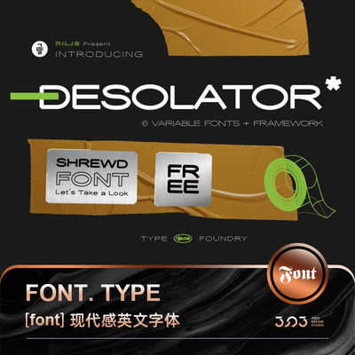 3SD3商业现代排版无衬线英文PS字体包MAC英文字库安装包素材下载
