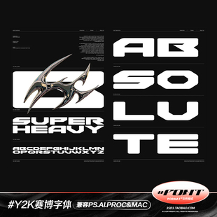 PROCREAT 英文字体安装包Y2K未来科技赛博朋克机能机械PS字体下载