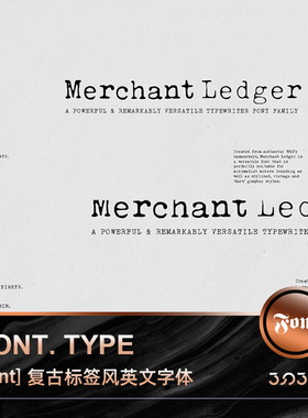 3SD3英伦经典做旧菜单复古风打字机效果英文字体安装包PS设计素材