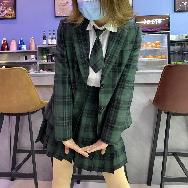 JK制服jk墨绿色格裙日系学院女生