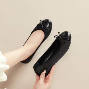 复古晚风通勤 芭蕾奶奶鞋 玛丽珍女鞋 小香风羊皮软底蝴蝶结平底单鞋