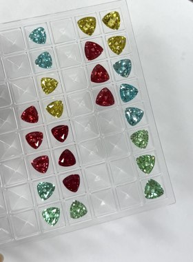 高品质实验室提拉法培育蓝宝石 肥三角黄蓝宝帕帕拉恰彩宝组合