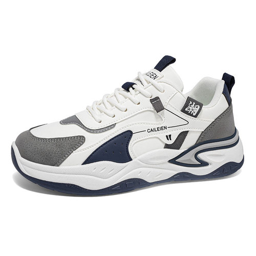 男式运动单鞋新款春秋百搭国潮男士皮面防水轻便休闲跑步老爹鞋男