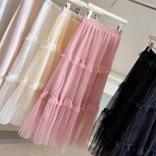 木耳花边网纱仙女裙女春款