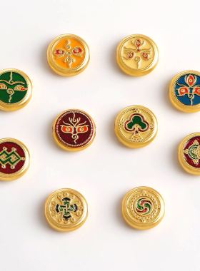 古法保色金五路财神隔珠配饰手工编织diy唐卡扎基拉姆手串配件