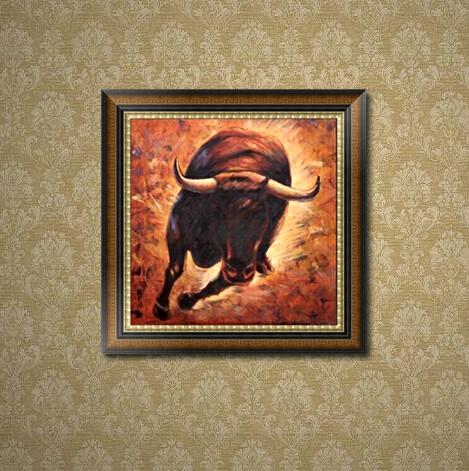 牛气冲天现代装饰油画手绘动物抽象客厅书房卧室牛客厅玄关