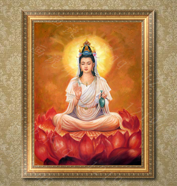 手绘佛像油画 纯手绘现代客厅卧室手工装饰画 正品 观音油画