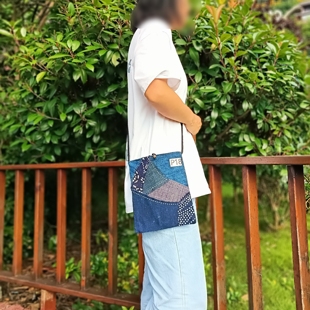 拼布古布老蜡染扎染豆染蓝染老布手机包斜跨包袋子收纳袋文创礼品