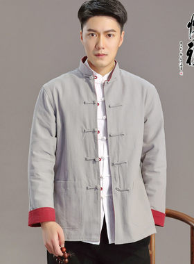 棉麻唐装男士外套汉服居士服上衣