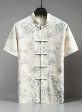 爷爷送爸爸50岁夏季中老年唐装