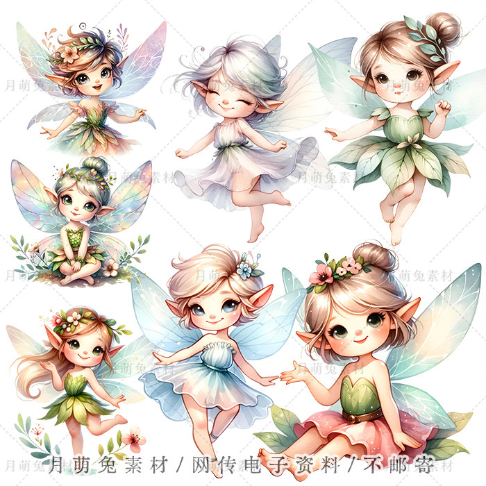 可爱童话森林小精灵仙子卡通儿童插画海报装饰剪贴画手账png素材