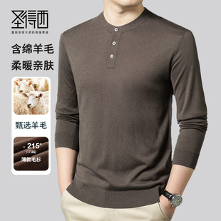 【含绵羊毛】圣得西2025秋季男款休闲毛衣圆领薄款针织衫多色可选