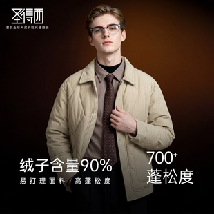 【含鸭绒】圣得西男士时尚夹克羽绒服2025年秋季新款翻领拼接外套