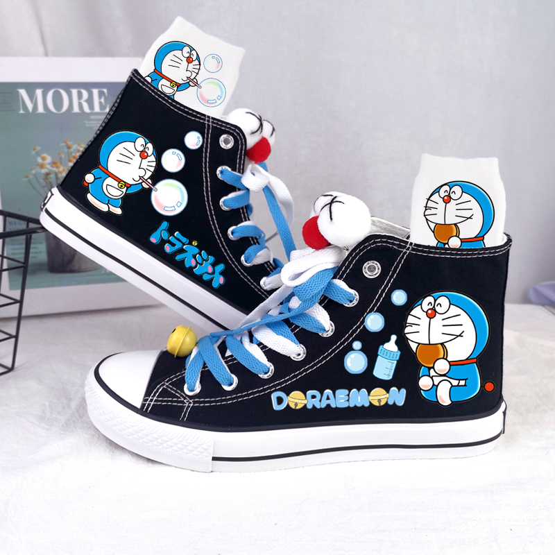 回力高帮帆布鞋爆改哆啦a梦鸳鸯