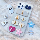 保色电镀手机壳粘贴饰品挂扣可爱少女装 饰挂件爱心方形星潮diy