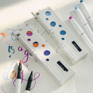 写乐sailor 彩双头软笔粗细软头彩色水性染料水彩笔brush 四季