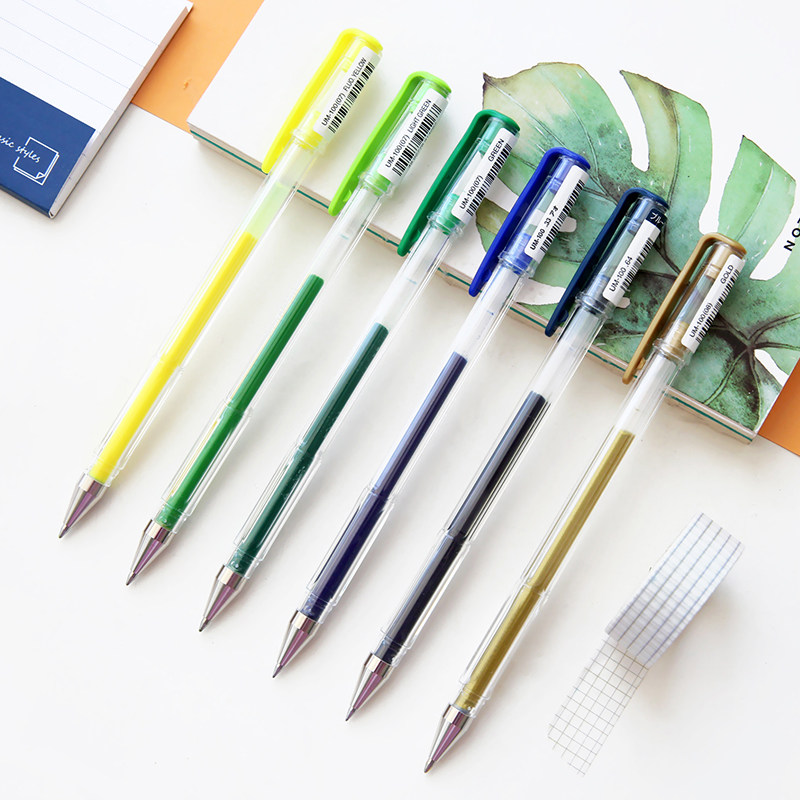 日本uni三菱um-100中性笔啫喱笔多色水笔考试彩色签字笔日记手账