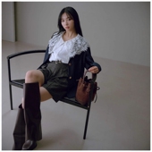 靴 岛国官网同步百搭黑色马丁靴高筒靴长靴裤 复古时髦高级感