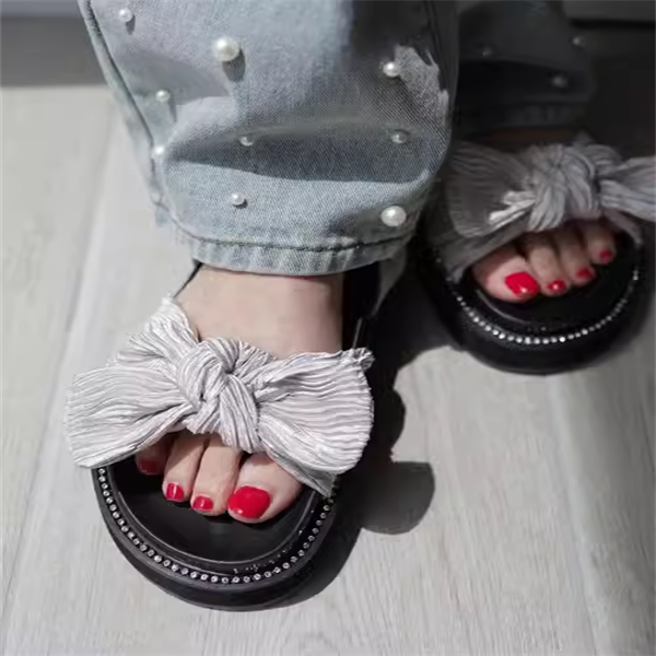 年中清仓68！甜美蝴蝶结仙女风时尚厚底沙滩鞋懒人鞋日系百搭凉鞋