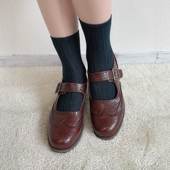 法式 复古一字扣带日系布洛克雕花玛丽珍鞋 乐福鞋 ins经典 制服鞋