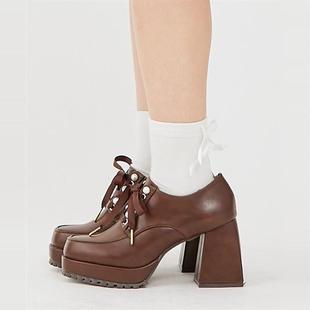 AX*S复古厚底增高JK洛丽塔日系制服鞋甜美珍珠小皮鞋单鞋女