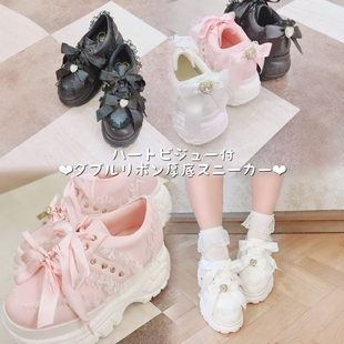 Amavel甜系洛丽塔！复古甜美风蝴蝶结木耳边日系女鞋厚底松糕鞋