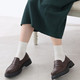 日系英伦风圆头复古厚底一脚蹬百搭显瘦乐福鞋 学院风软皮小皮鞋 女