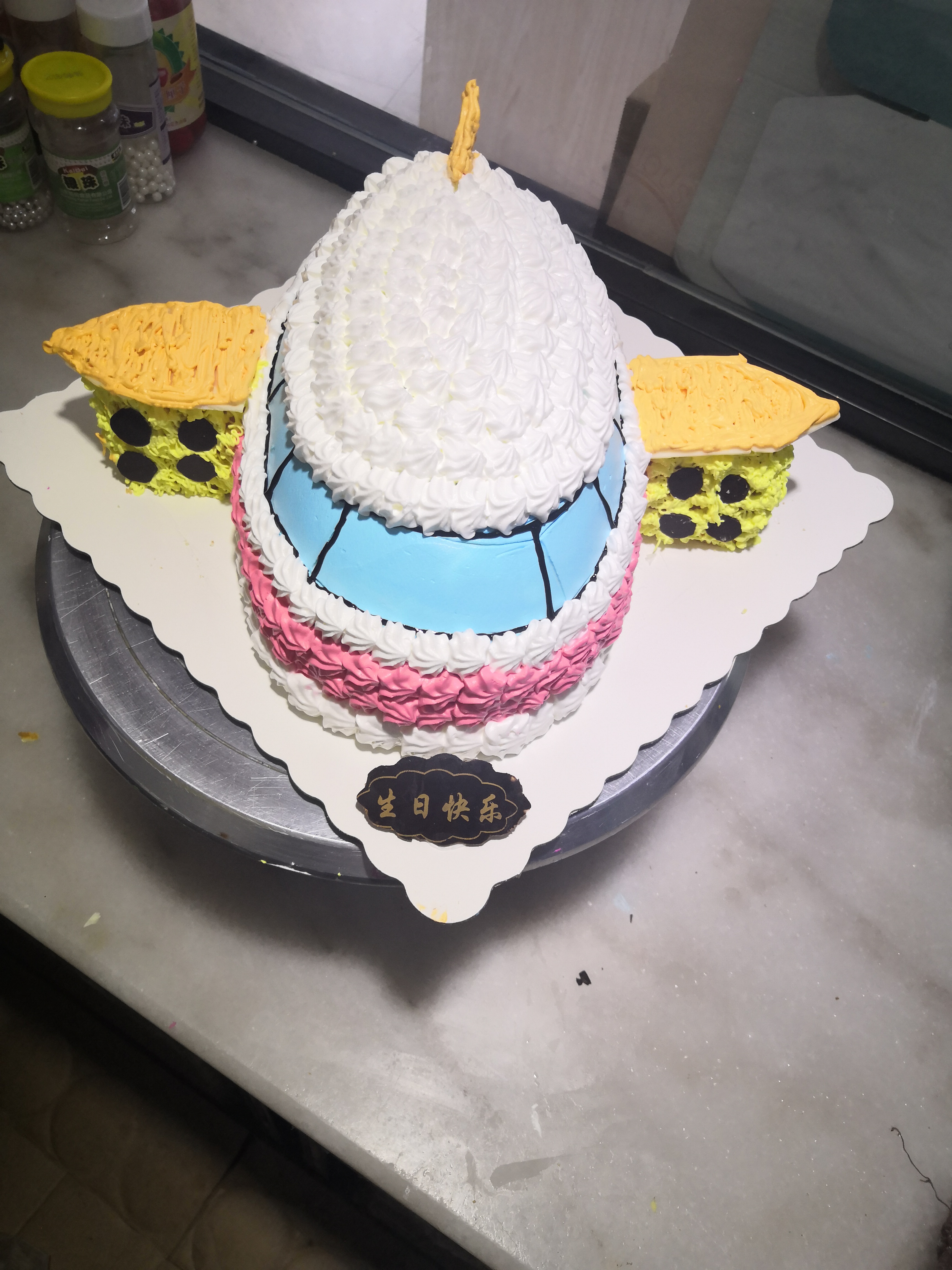 上海网红新款儿童卡通周岁满月百天生日蛋糕男孩飞机同城包邮配送