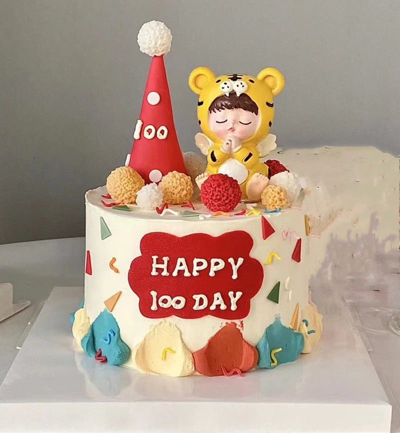 虎宝宝满月周岁百天三层许愿虎男孩女孩生日蛋糕上海同城送货上门