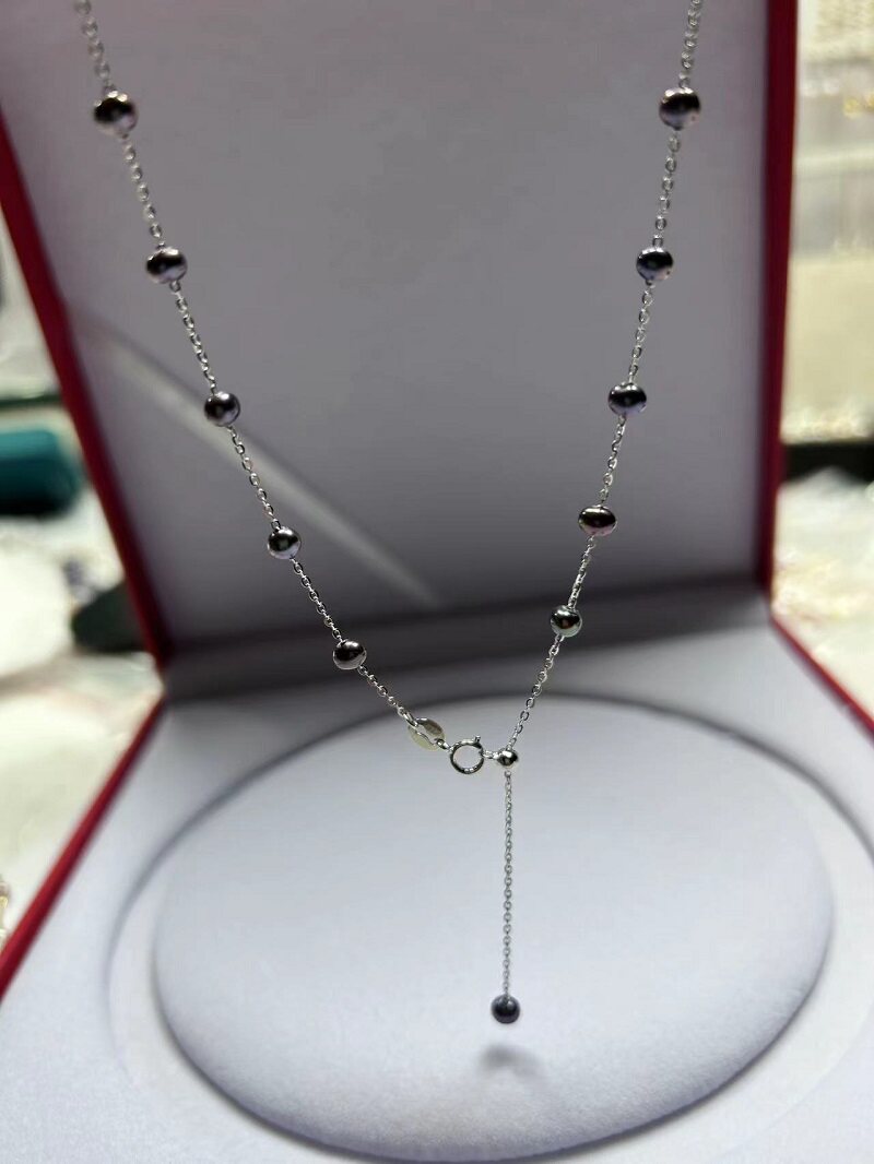 925纯银媲美akoya海水满天星迷你天然淡水珍珠项链短款锁骨女正品